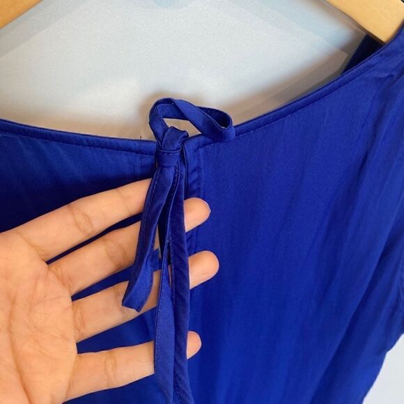 Loft V Neck Keyhole Back Silky Romper Royal Blue - Picture 6 of 10